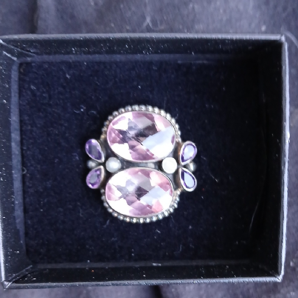 NICKY BUTLER EXCLUSIVE RAJ COLLECTION -TWO HUGE EAST WEST ROSE AMETHYSTS Size 6